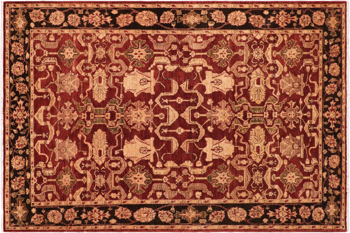 handmade Traditional Kafkaz Red Black Hand Knotted RECTANGLE 100% WOOL area rug 6x9
