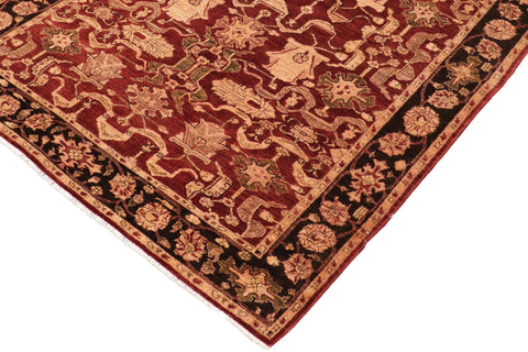 handmade Traditional Kafkaz Red Black Hand Knotted RECTANGLE 100% WOOL area rug 6x9