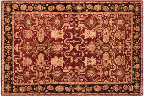 handmade Traditional Kafkaz Red Black Hand Knotted RECTANGLE 100% WOOL area rug 6x9