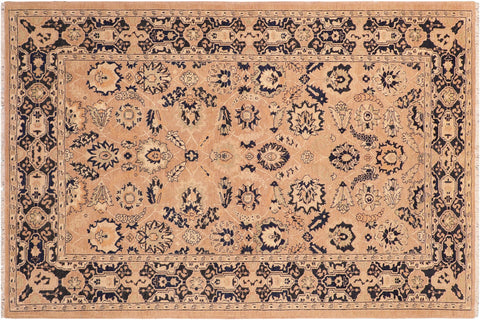 handmade Traditional Kafkaz Rose Blue Hand Knotted RECTANGLE 100% WOOL area rug 6x9