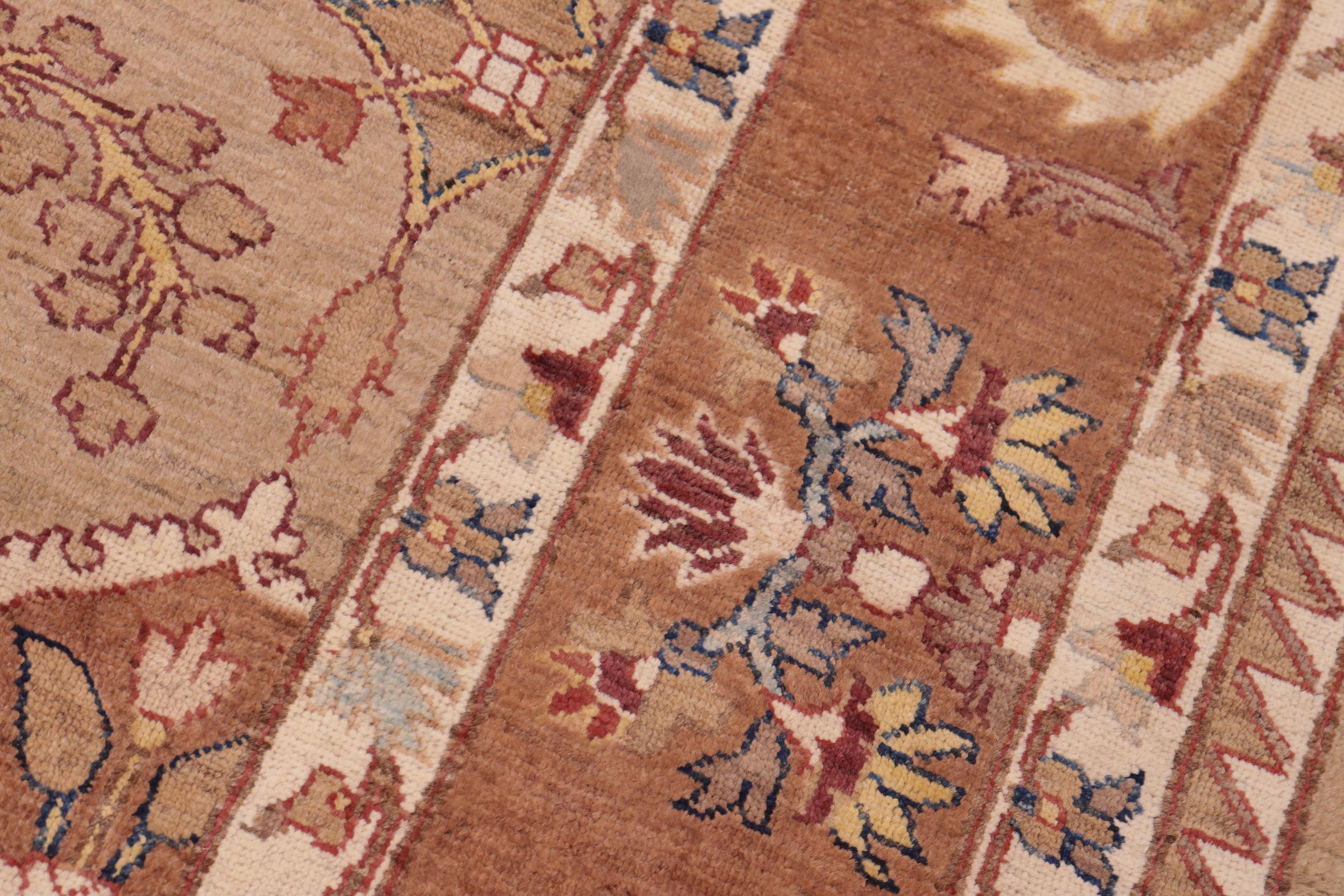 handmade Traditional Kafkaz Tan Brown Hand Knotted RECTANGLE 100% WOOL area rug 6' x 9'