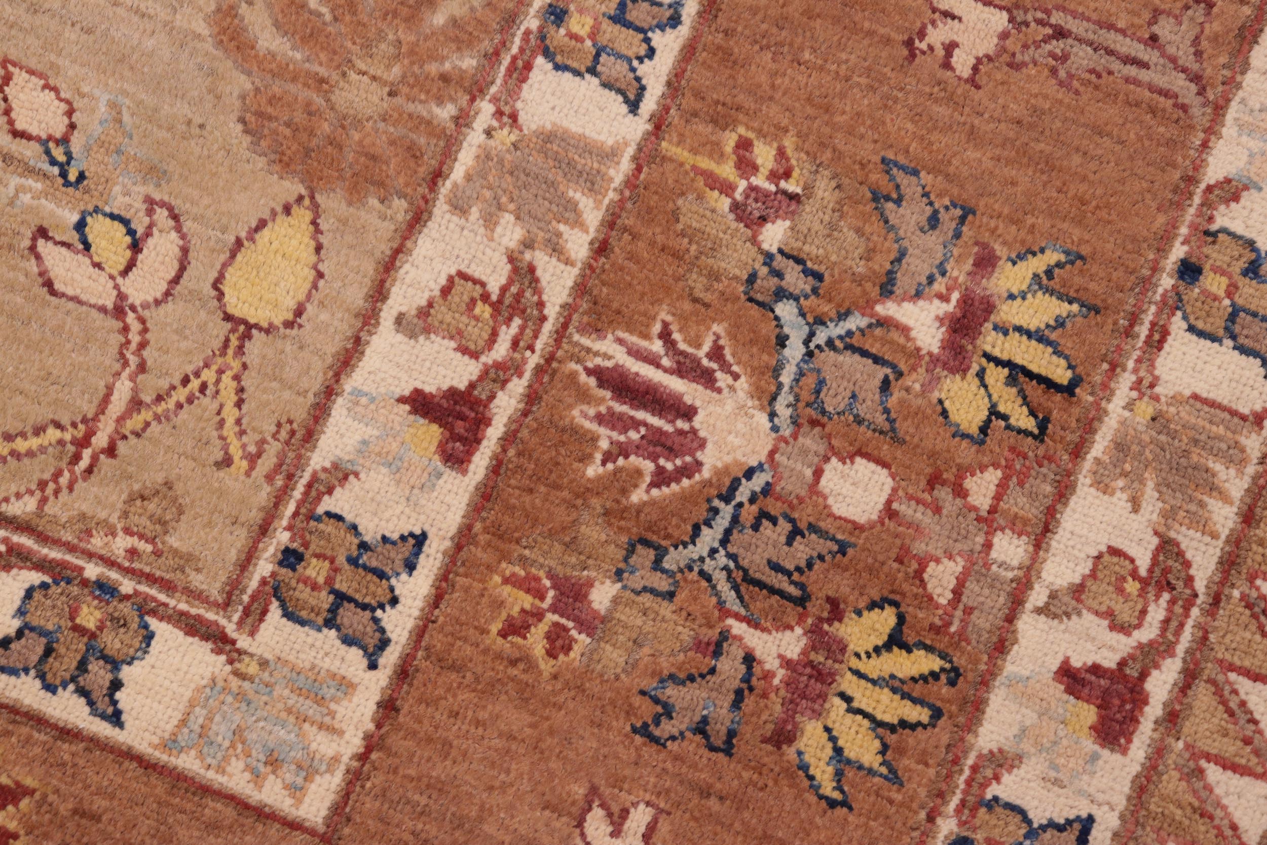 handmade Traditional Kafkaz Tan Brown Hand Knotted RECTANGLE 100% WOOL area rug 6' x 9'