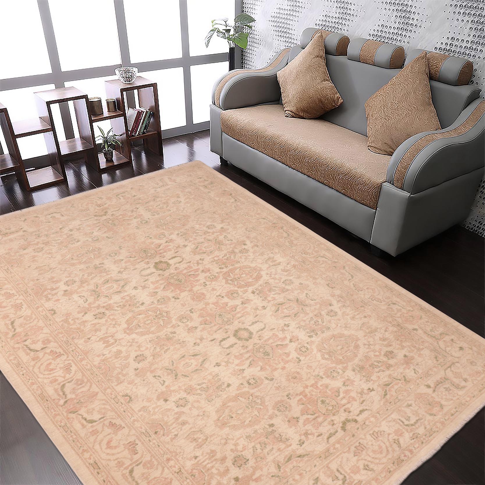handmade Traditional Kafkaz Beige Tan Hand Knotted RECTANGLE 100% WOOL area rug 6x9