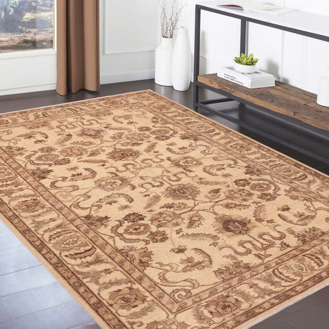 handmade Traditional Kafkaz Beige Brown Hand Knotted RECTANGLE 100% WOOL area rug 6x9