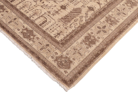 handmade Geometric Kafkaz Beige Brown Hand Knotted RECTANGLE 100% WOOL area rug 6' x 9'