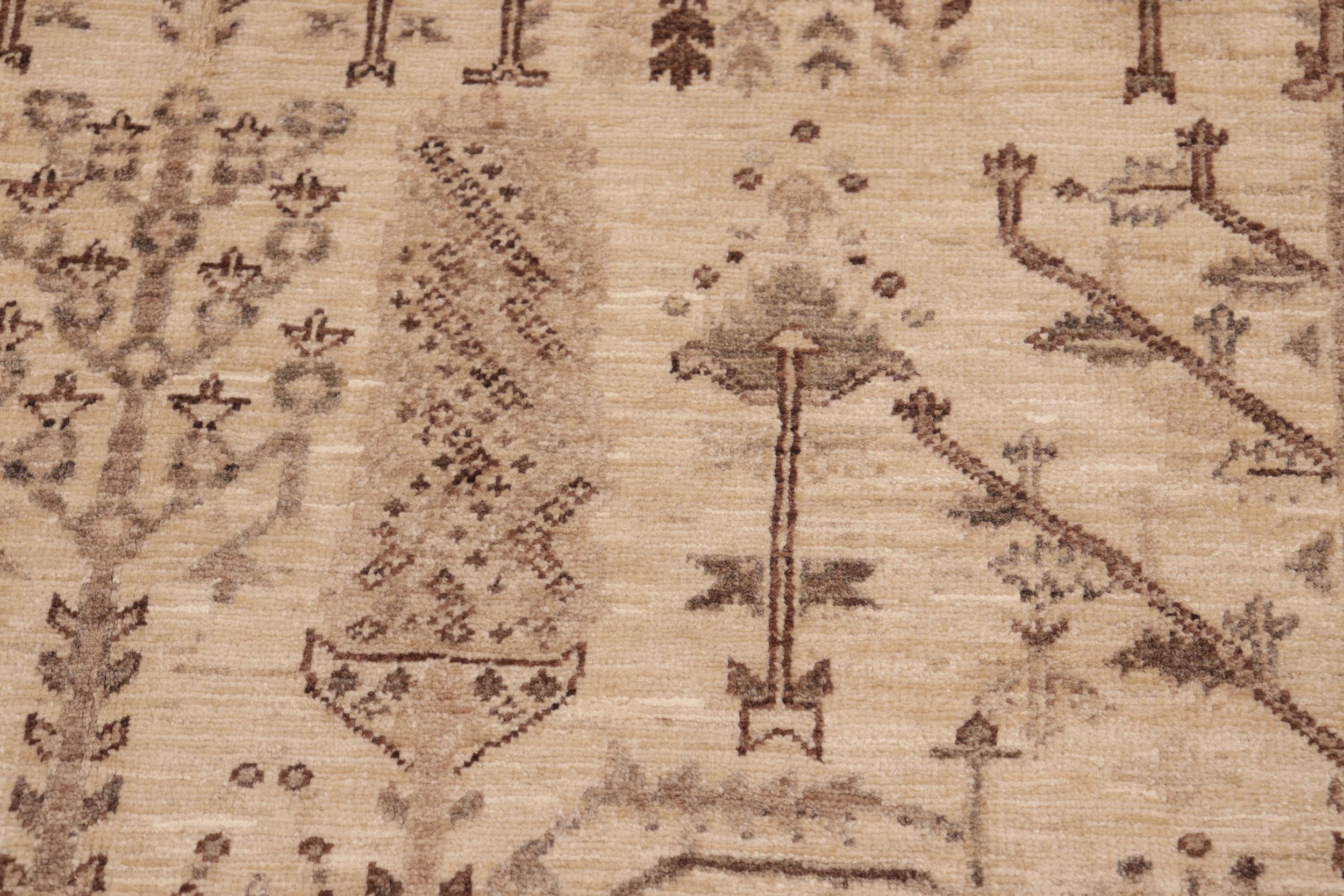 handmade Geometric Kafkaz Beige Brown Hand Knotted RECTANGLE 100% WOOL area rug 6' x 9'