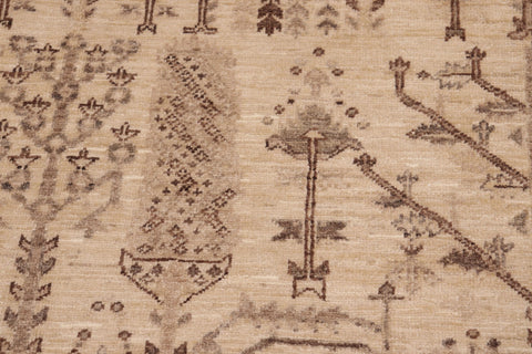 handmade Geometric Kafkaz Beige Brown Hand Knotted RECTANGLE 100% WOOL area rug 6' x 9'