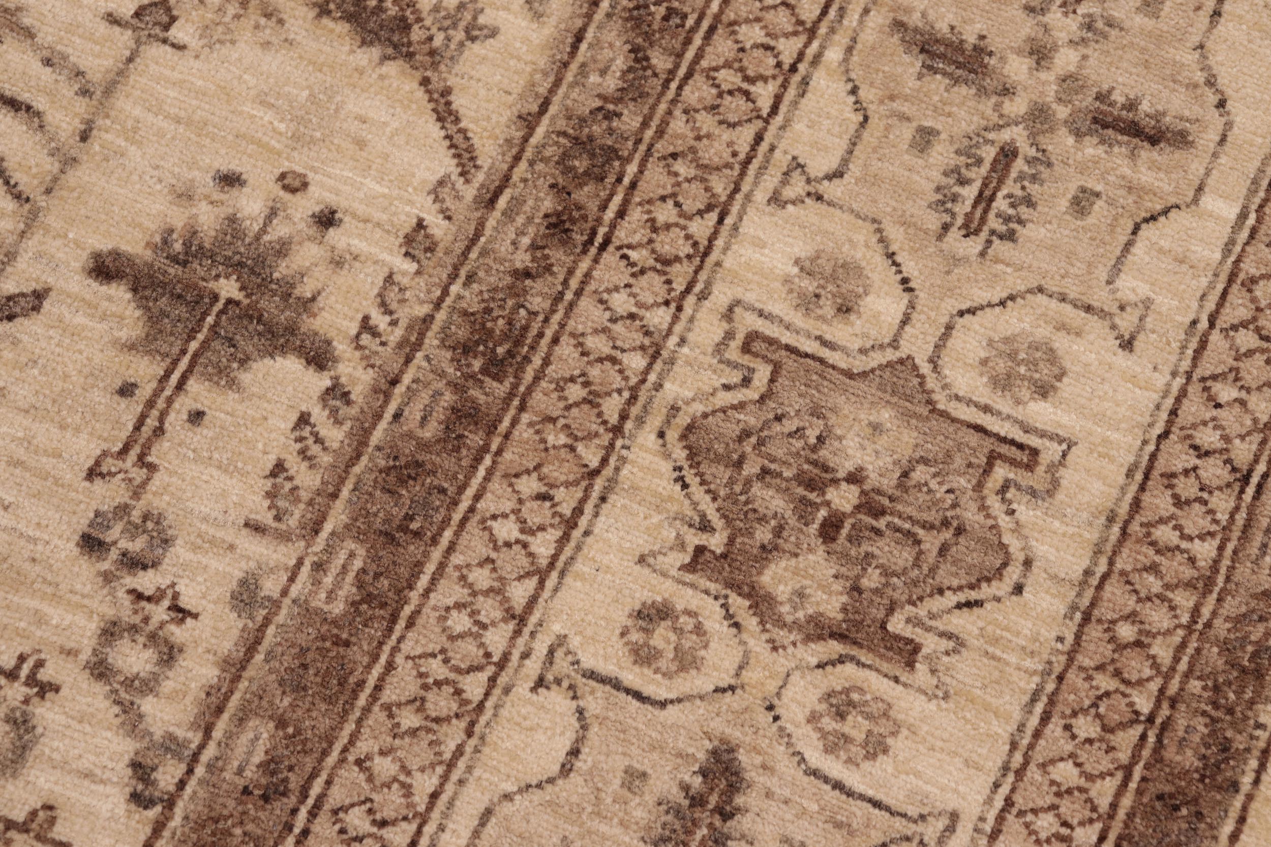 handmade Geometric Kafkaz Beige Brown Hand Knotted RECTANGLE 100% WOOL area rug 6' x 9'