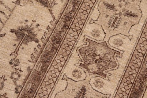 handmade Geometric Kafkaz Beige Brown Hand Knotted RECTANGLE 100% WOOL area rug 6' x 9'