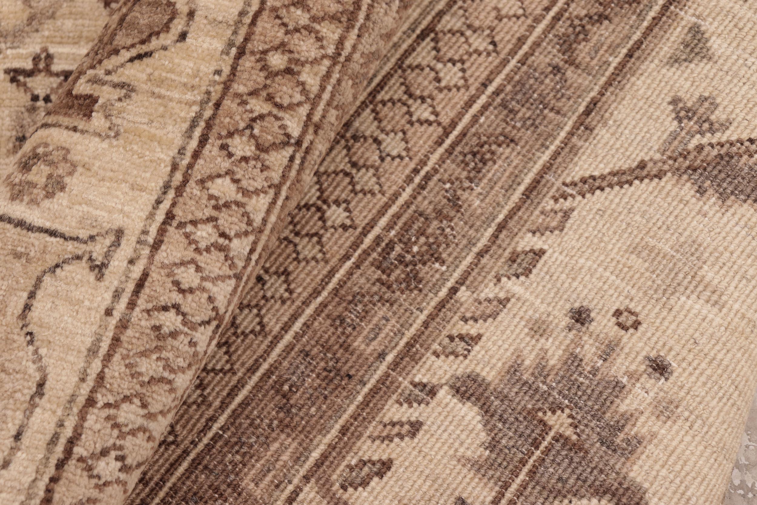 handmade Geometric Kafkaz Beige Brown Hand Knotted RECTANGLE 100% WOOL area rug 6' x 9'