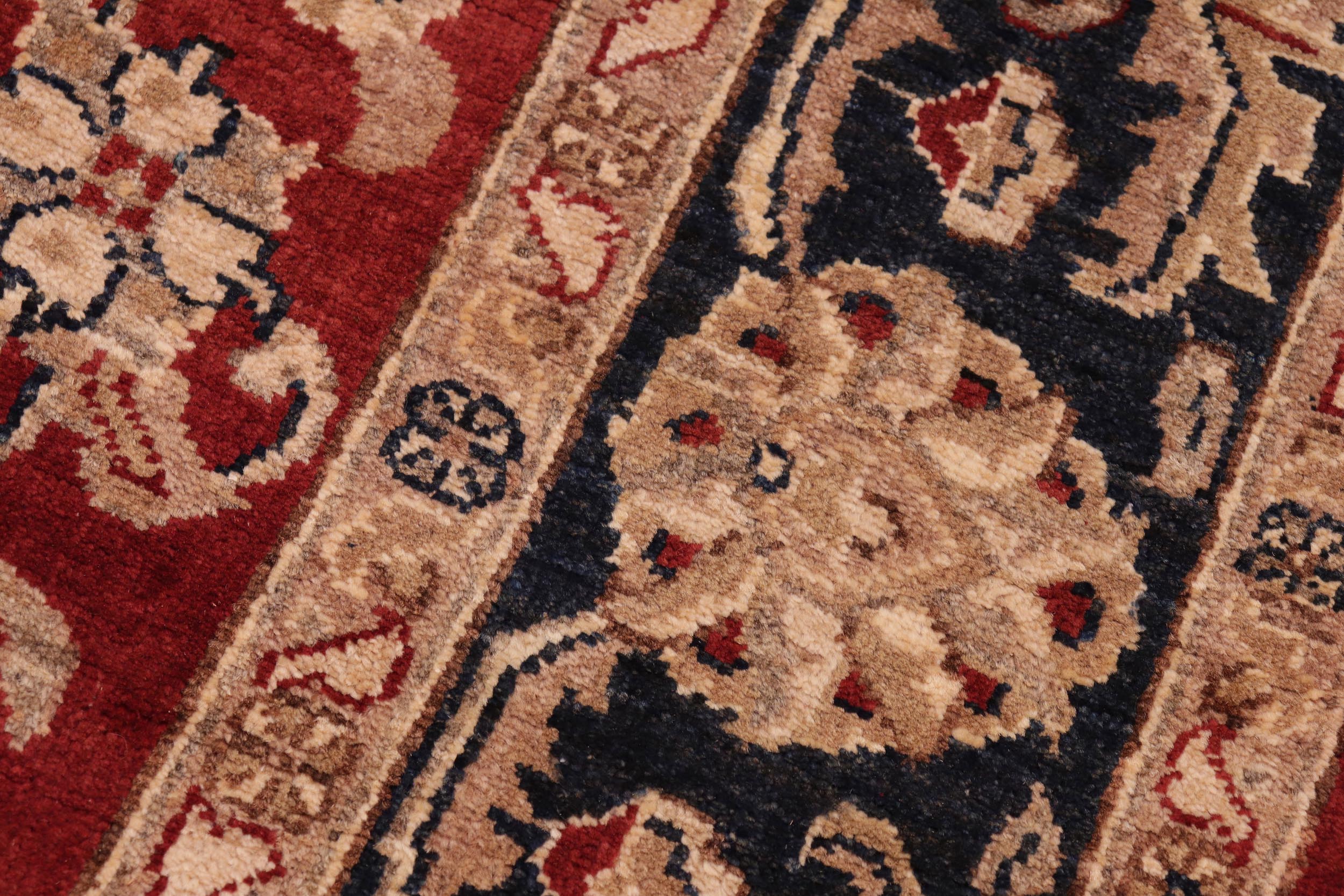 handmade Traditional Kafkaz Red Blue Hand Knotted RECTANGLE 100% WOOL area rug 6x9