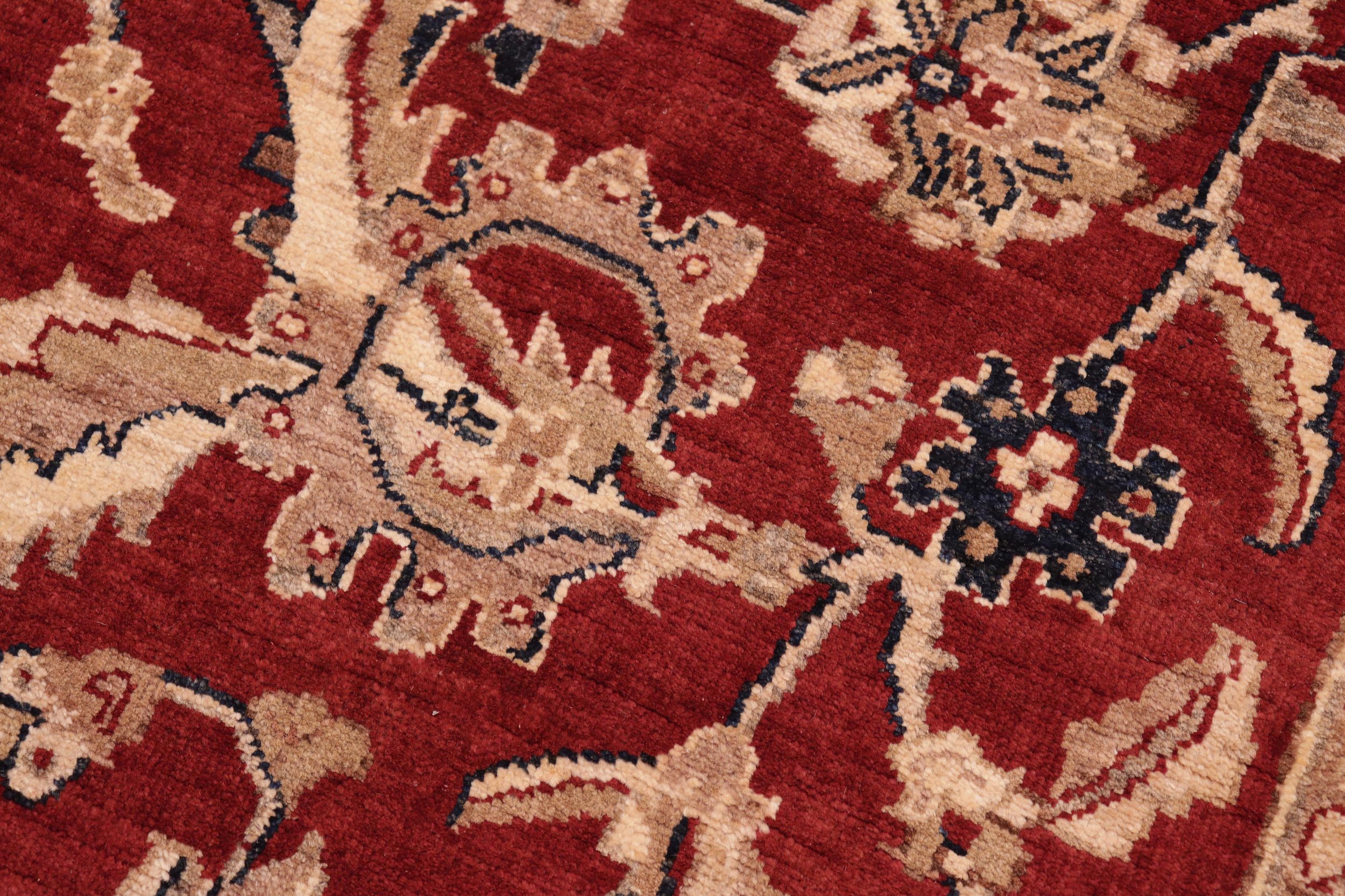 handmade Traditional Kafkaz Red Blue Hand Knotted RECTANGLE 100% WOOL area rug 6x9