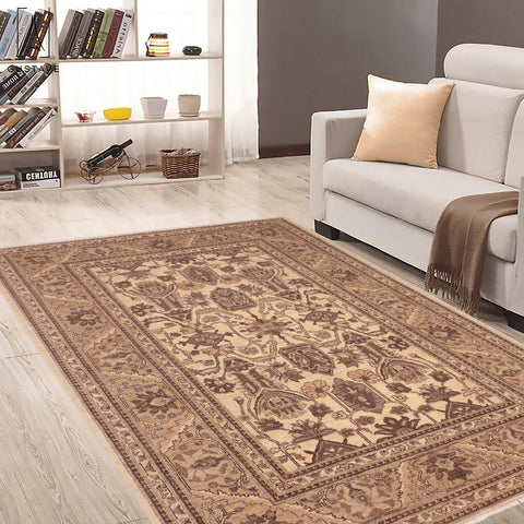 handmade Geometric Kafkaz Beige Brown Hand Knotted RECTANGLE 100% WOOL area rug 6' x 9'