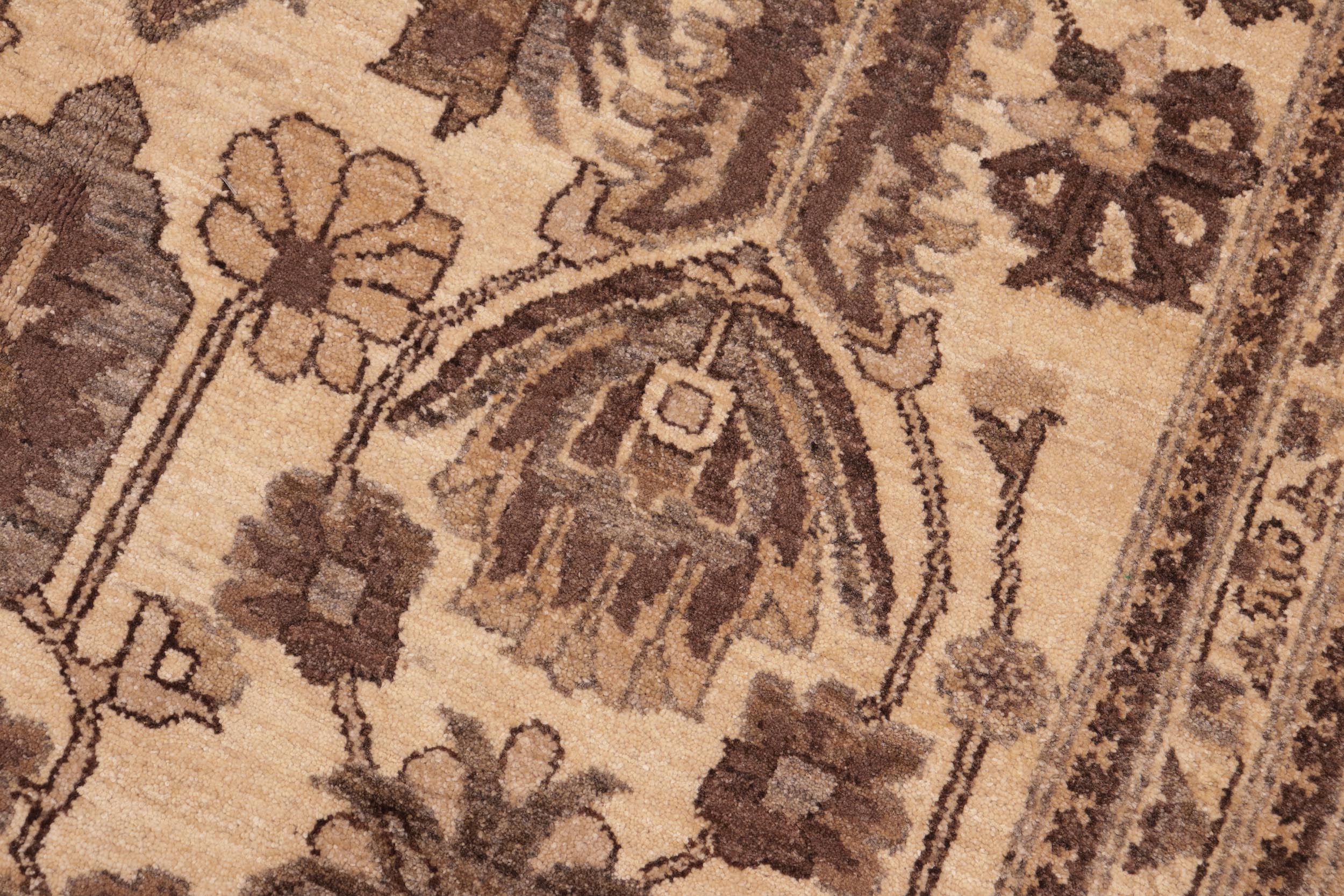 handmade Geometric Kafkaz Beige Brown Hand Knotted RECTANGLE 100% WOOL area rug 6' x 9'