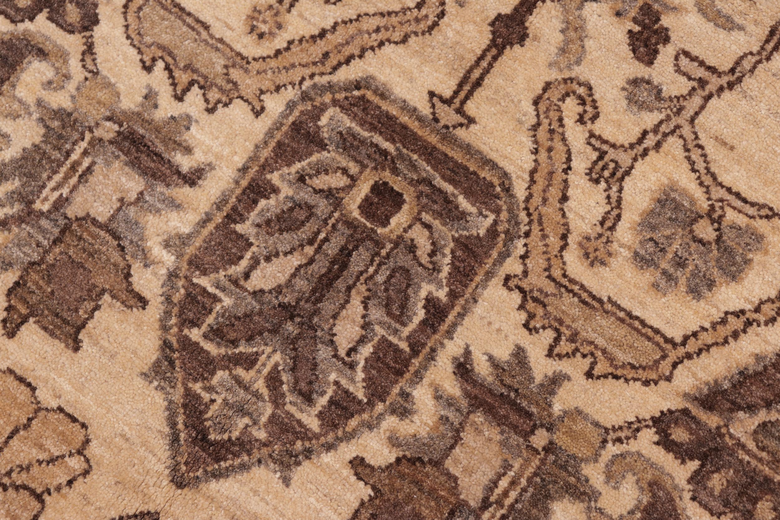handmade Geometric Kafkaz Beige Brown Hand Knotted RECTANGLE 100% WOOL area rug 6' x 9'