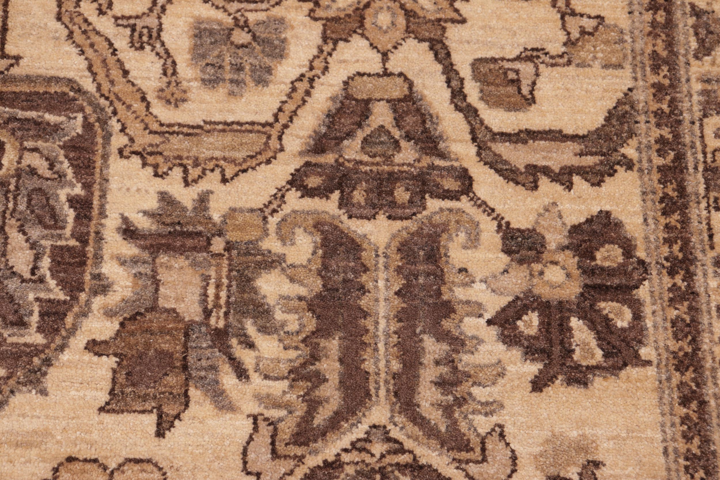 handmade Geometric Kafkaz Beige Brown Hand Knotted RECTANGLE 100% WOOL area rug 6' x 9'