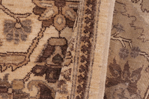 handmade Geometric Kafkaz Beige Brown Hand Knotted RECTANGLE 100% WOOL area rug 6' x 9'