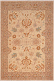 handmade Traditional Lahore Ivory Lt. Brown Hand Knotted RECTANGLE 100% WOOL area rug