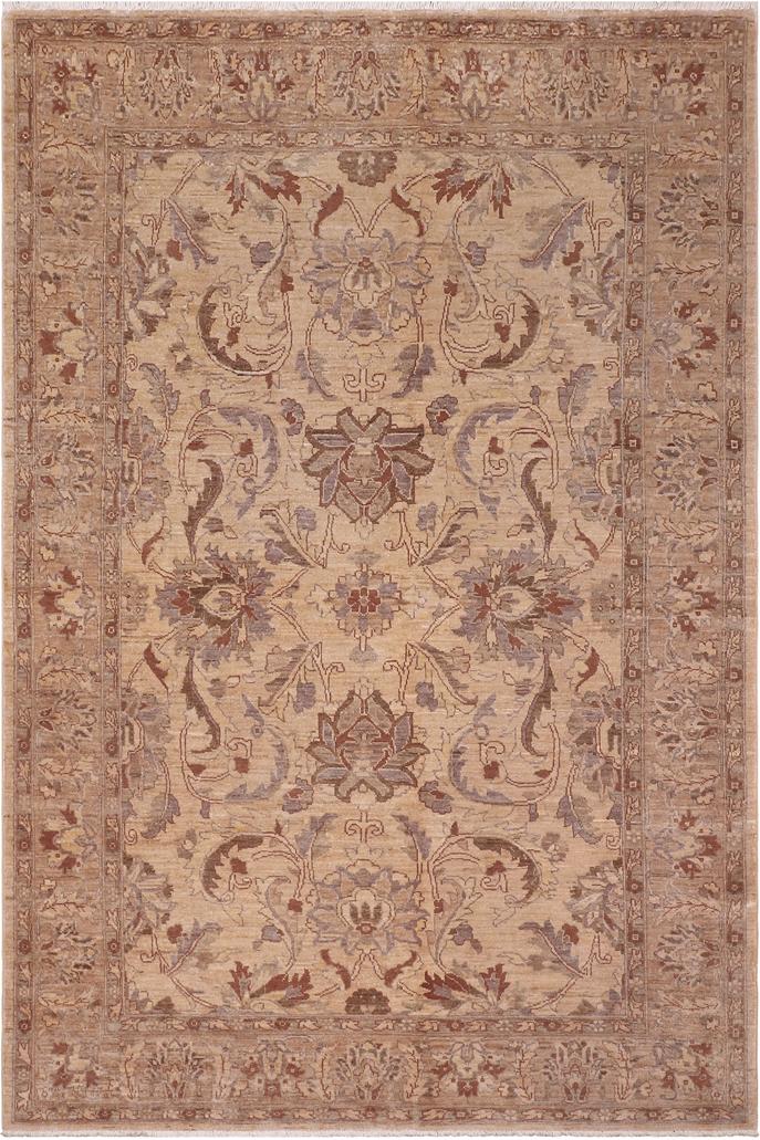 handmade Traditional Kafkaz Gold Tan Hand Knotted RECTANGLE 100% WOOL area rug 6X9