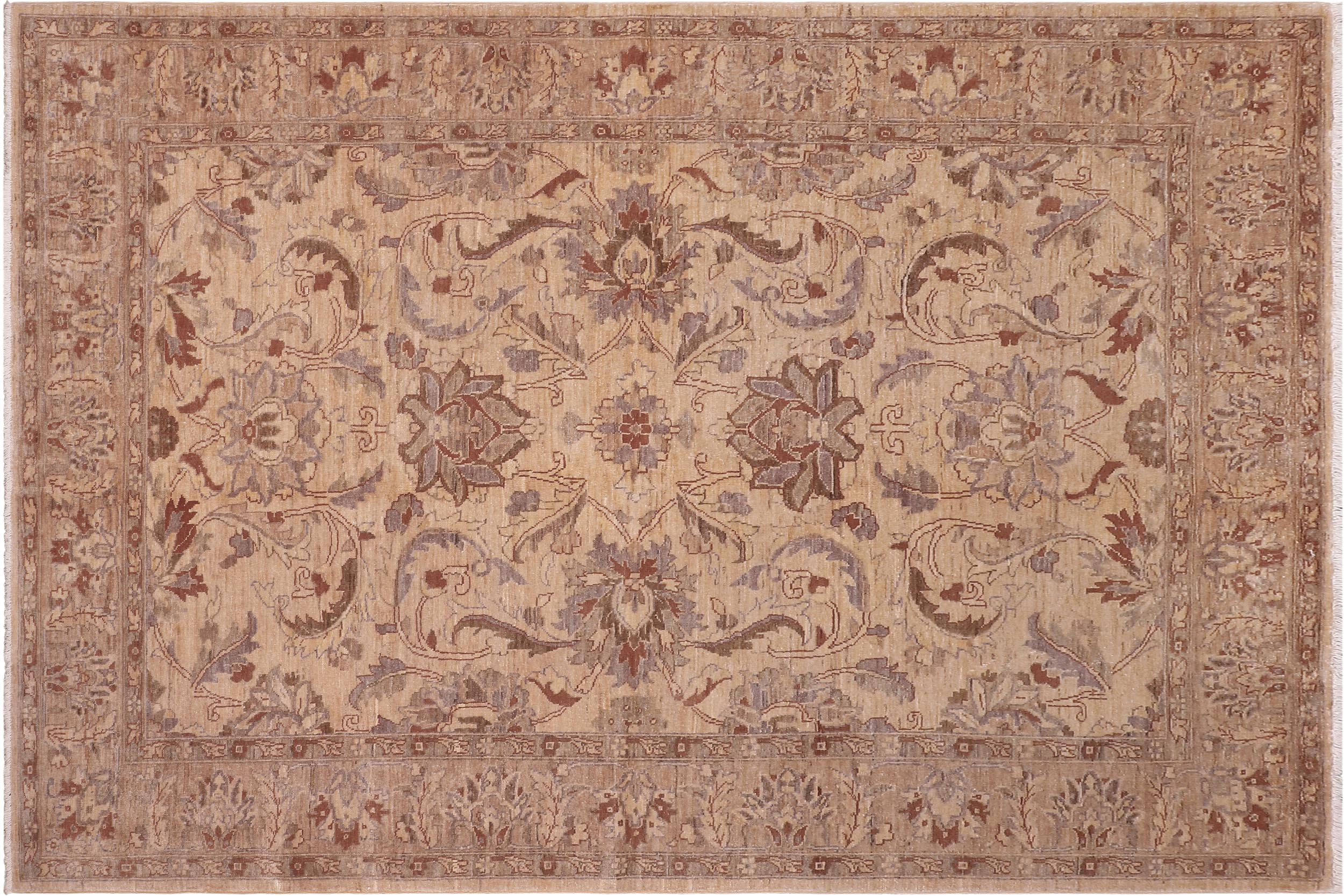 handmade Traditional Kafkaz Gold Tan Hand Knotted RECTANGLE 100% WOOL area rug 6x9