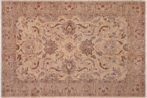 handmade Traditional Kafkaz Gold Tan Hand Knotted RECTANGLE 100% WOOL area rug 6x9