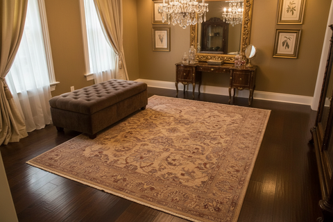 handmade Traditional Kafkaz Gold Tan Hand Knotted RECTANGLE 100% WOOL area rug 6x9