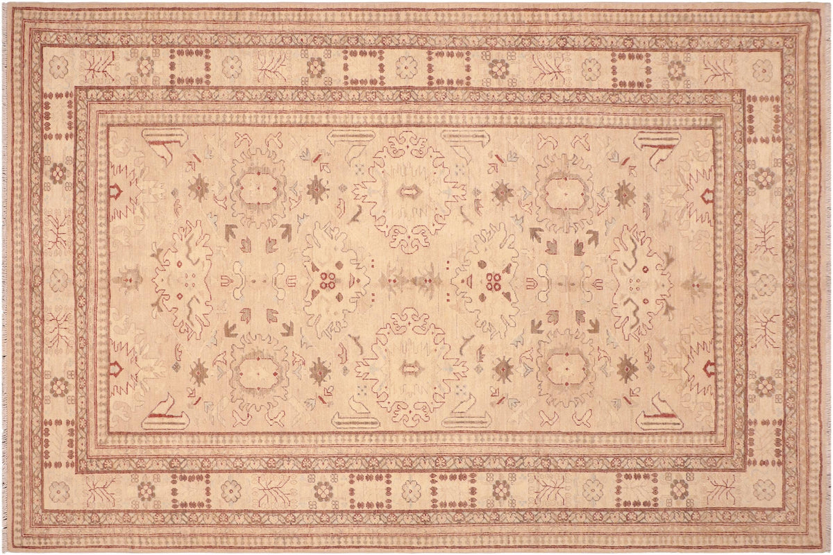 handmade Traditional Kafkaz Tan Brown Hand Knotted RECTANGLE 100% WOOL area rug 7x9