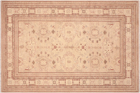 handmade Traditional Kafkaz Tan Brown Hand Knotted RECTANGLE 100% WOOL area rug 7x9
