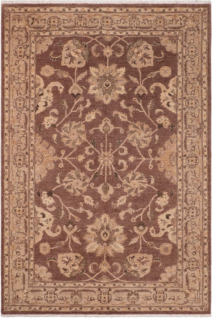 handmade Traditional Kafkaz Brown Tan Hand Knotted RECTANGLE 100% WOOL area rug 6X9
