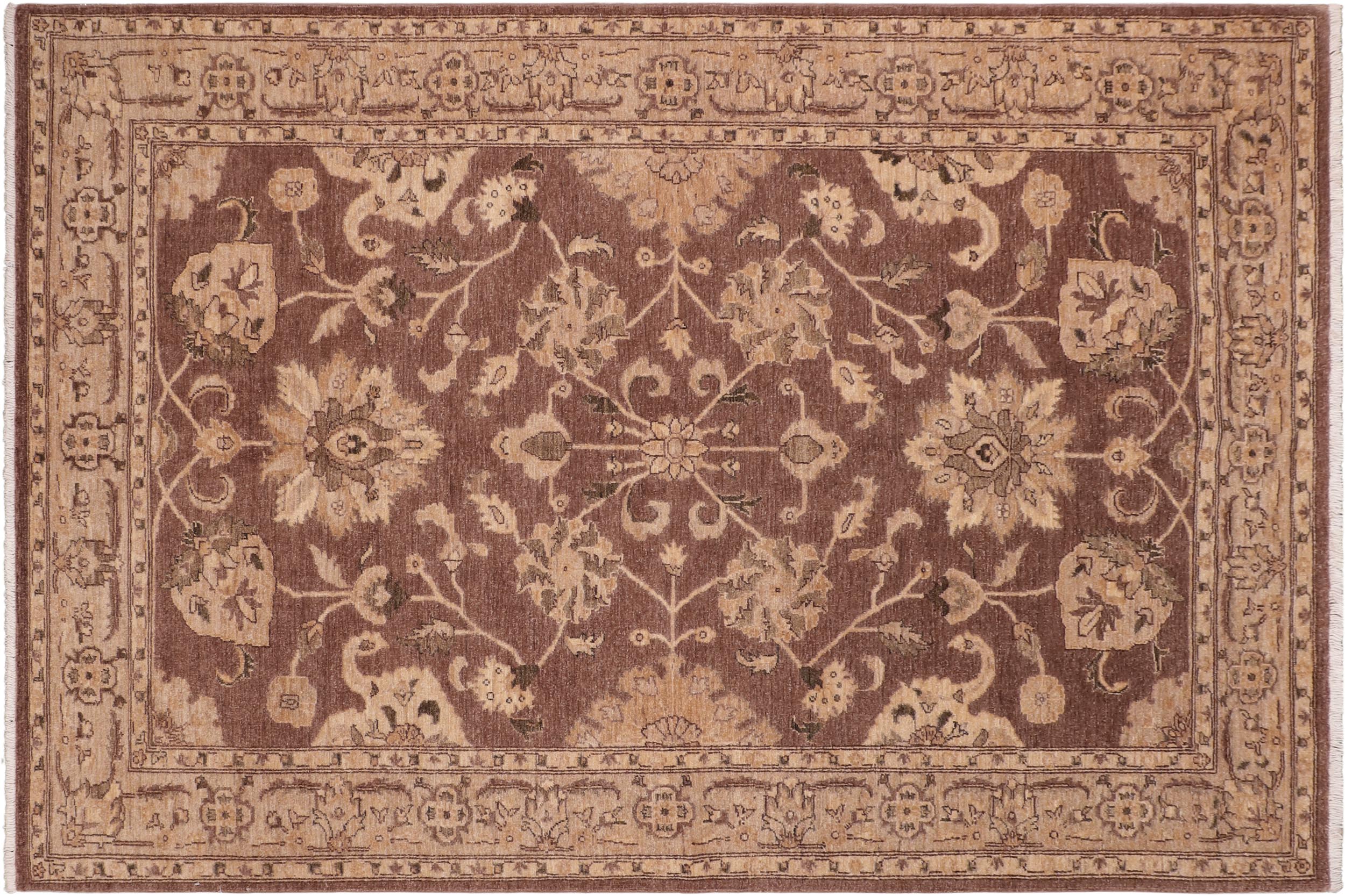handmade Traditional Kafkaz Brown Tan Hand Knotted RECTANGLE 100% WOOL area rug 6x9