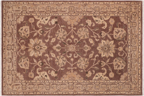 handmade Traditional Kafkaz Brown Tan Hand Knotted RECTANGLE 100% WOOL area rug 6x9