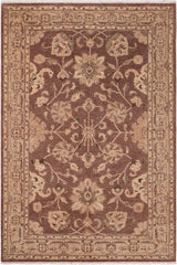 handmade Traditional Kafkaz Brown Tan Hand Knotted RECTANGLE 100% WOOL area rug 6X9