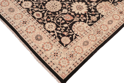 handmade Traditional Lahore Black Beige Hand Knotted RECTANGLE 100% WOOL area rug 6x9