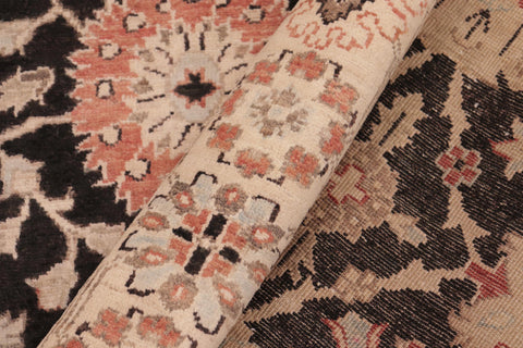 handmade Traditional Lahore Black Beige Hand Knotted RECTANGLE 100% WOOL area rug 6x9