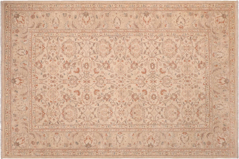 handmade Transitional Kafkaz Beige Tan Hand Knotted RECTANGLE 100% WOOL area rug 6' x 9'