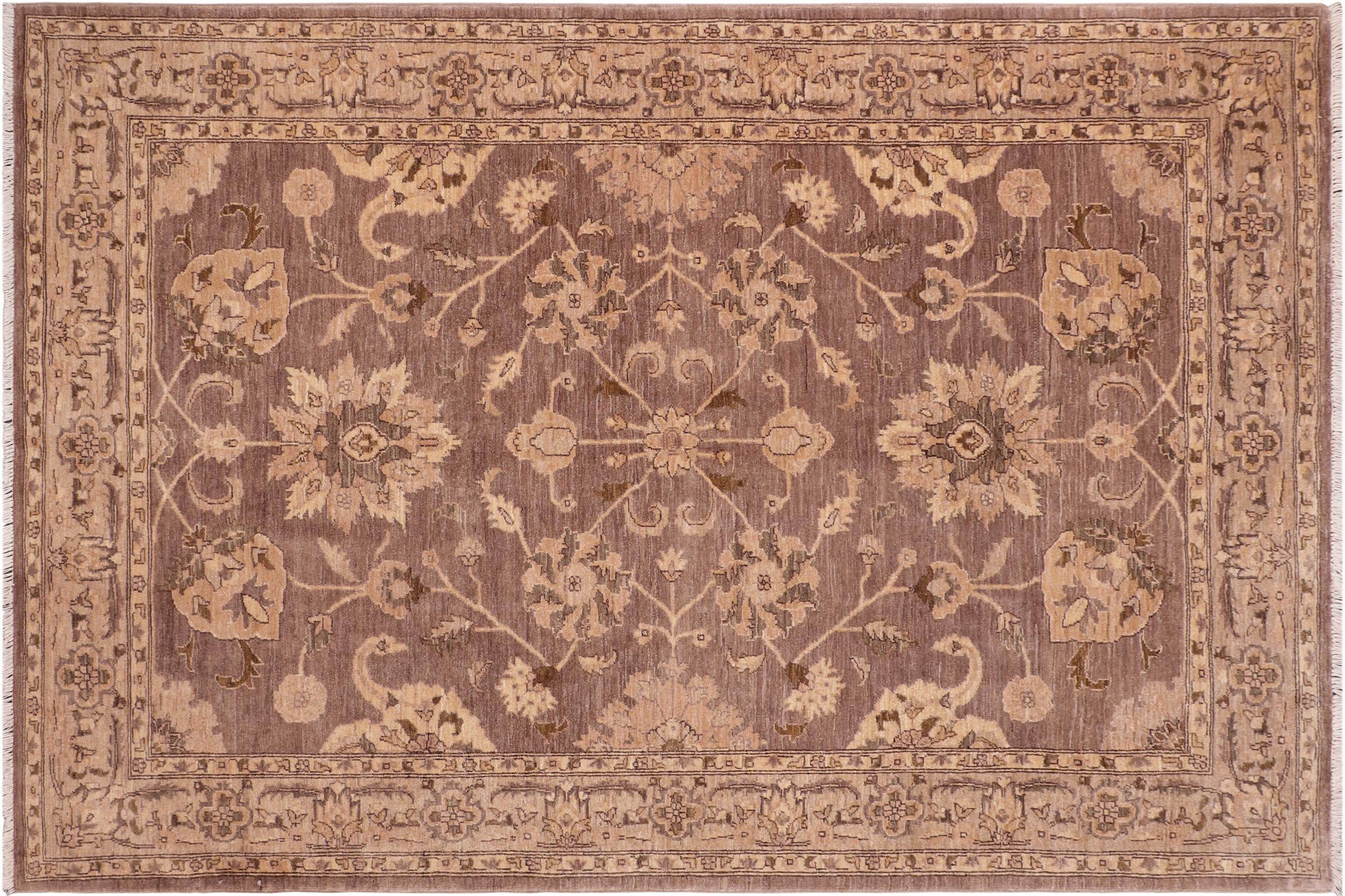 handmade Traditional Kafkaz Brown Tan Hand Knotted RECTANGLE 100% WOOL area rug 6x9