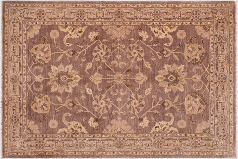 handmade Traditional Kafkaz Brown Tan Hand Knotted RECTANGLE 100% WOOL area rug 6x9