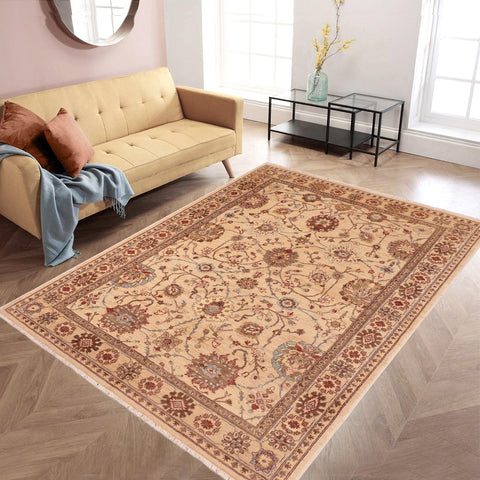 handmade Traditional Kafkaz Beige Brown Hand Knotted RECTANGLE 100% WOOL area rug 6x9