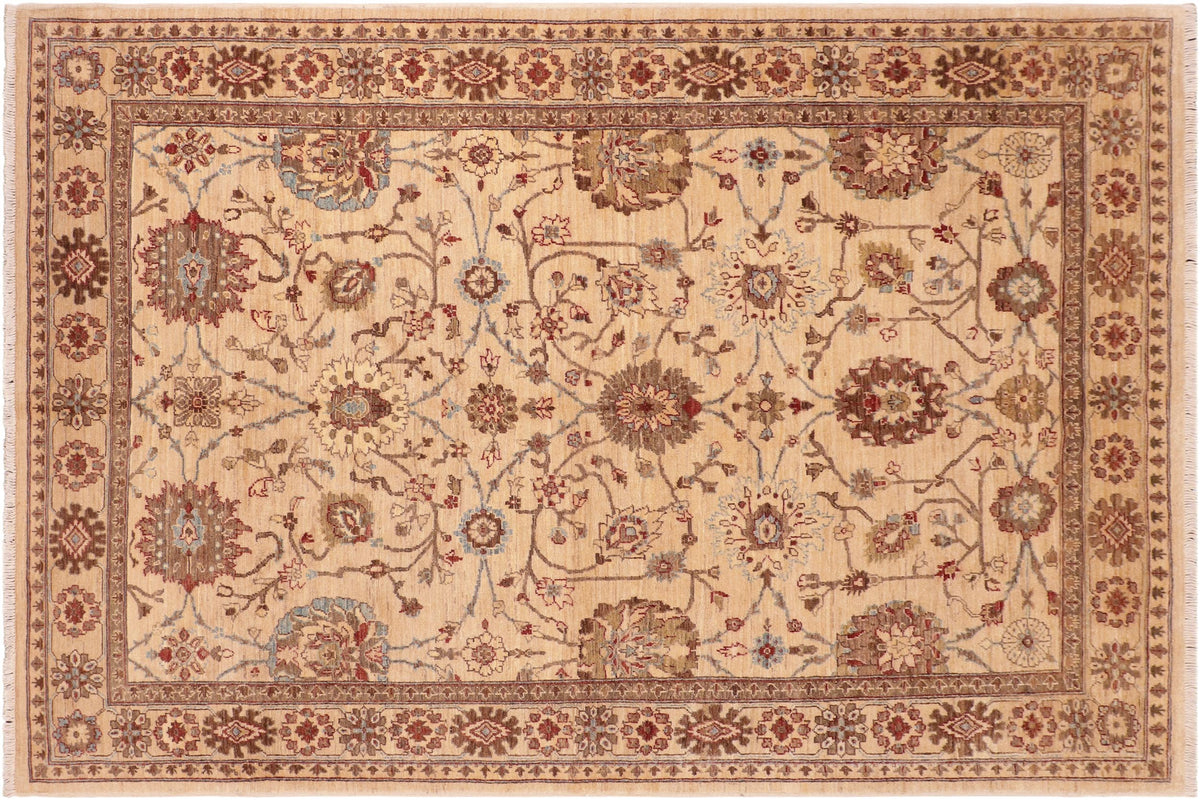 handmade Traditional Kafkaz Beige Brown Hand Knotted RECTANGLE 100% WOOL area rug 6x9