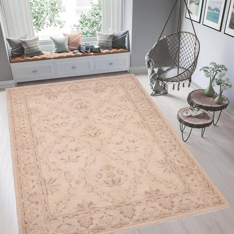 handmade Transitional Kafkaz Beige Brown Hand Knotted RECTANGLE 100% WOOL area rug 6' x 9'