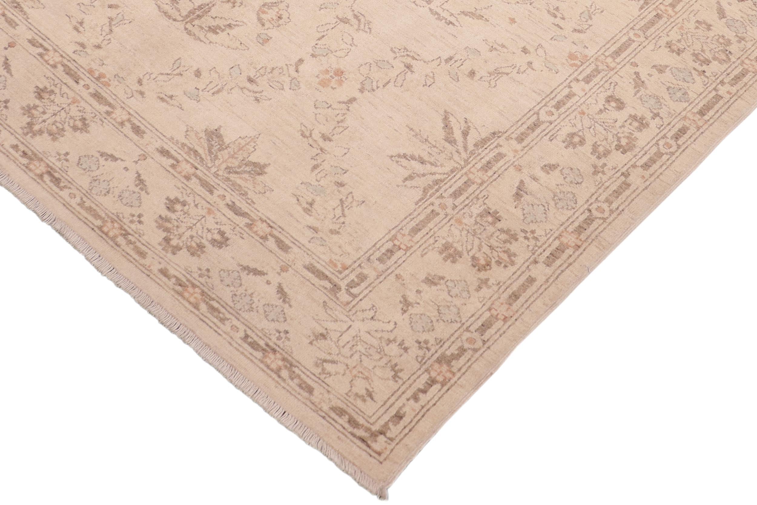 handmade Transitional Kafkaz Beige Brown Hand Knotted RECTANGLE 100% WOOL area rug 6' x 9'