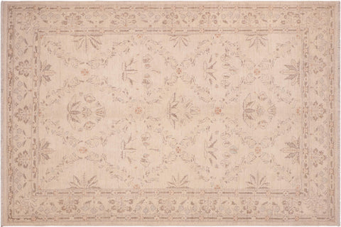 handmade Transitional Kafkaz Beige Brown Hand Knotted RECTANGLE 100% WOOL area rug 6' x 9'