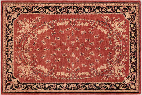 handmade Transitional Kafkaz Red Black Hand Knotted RECTANGLE 100% WOOL area rug 6' x 9'