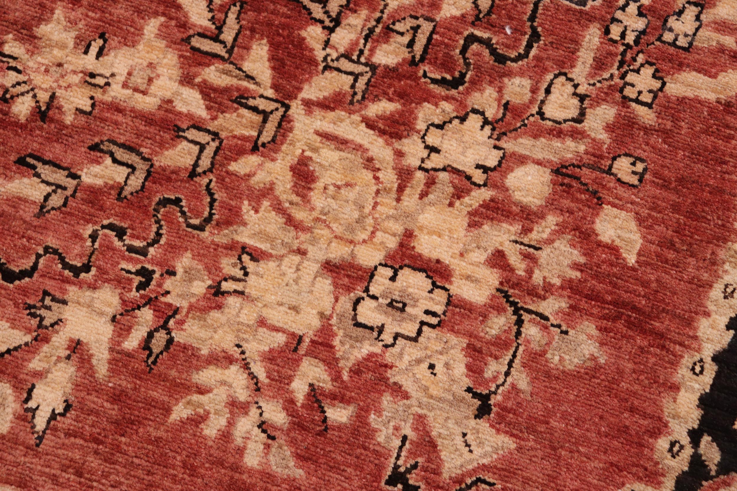 handmade Transitional Kafkaz Red Black Hand Knotted RECTANGLE 100% WOOL area rug 6' x 9'