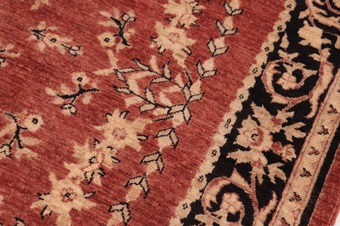 handmade Transitional Kafkaz Red Black Hand Knotted RECTANGLE 100% WOOL area rug 6' x 9'