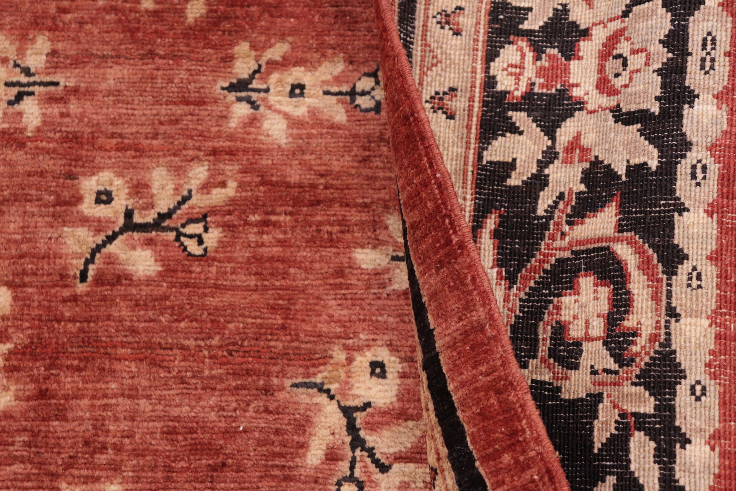 handmade Transitional Kafkaz Red Black Hand Knotted RECTANGLE 100% WOOL area rug 6' x 9'