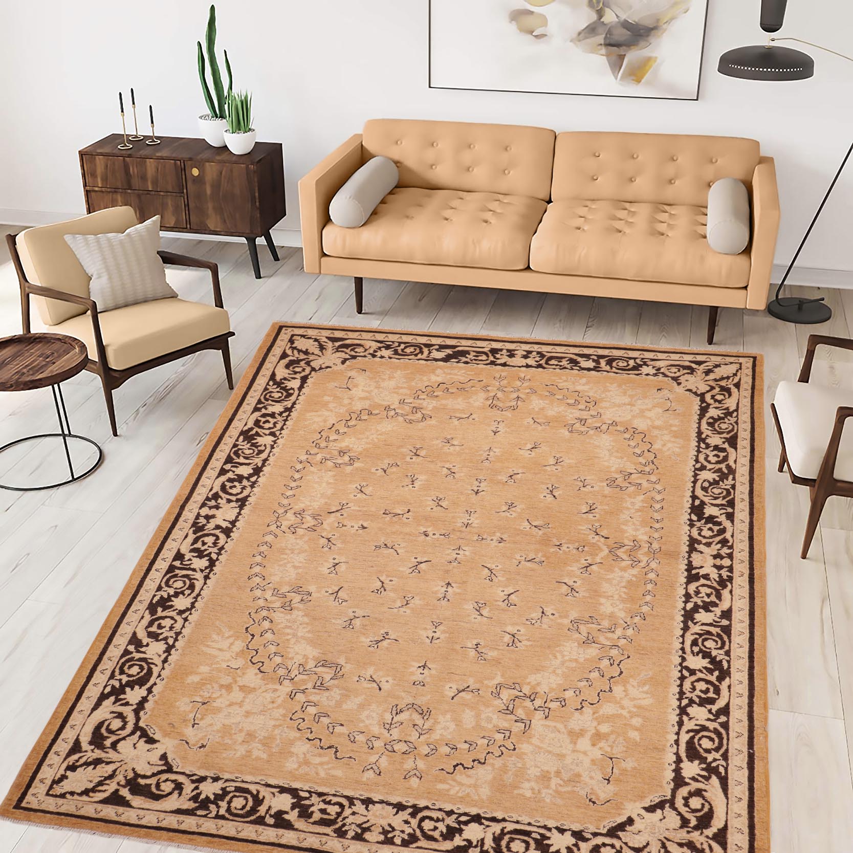 handmade Transitional Kafkaz Rose Charcoal Hand Knotted RECTANGLE 100% WOOL area rug 6' x 9'