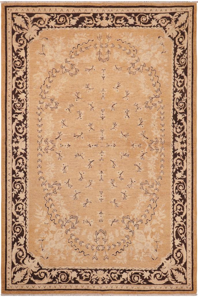 handmade Traditional Kafkaz Rose Charcoal Hand Knotted RECTANGLE 100% WOOL area rug 6X9