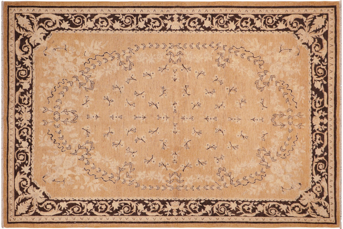 handmade Transitional Kafkaz Rose Charcoal Hand Knotted RECTANGLE 100% WOOL area rug 6' x 9'