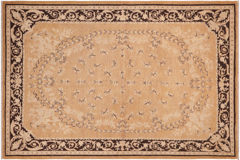 handmade Transitional Kafkaz Rose Charcoal Hand Knotted RECTANGLE 100% WOOL area rug 6' x 9'